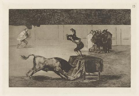 Francisco Goya, Otra locura suya en la misma plaza (Another Madness of his in the Same Ring), Plate 19 from La tauromaquia, 1876