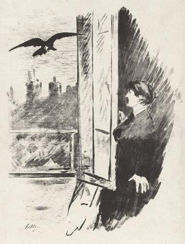 Édouard Manet, At the Window, from Stéphane Mallarmé's translation of Edgar Allan Poe's The Raven, 1875