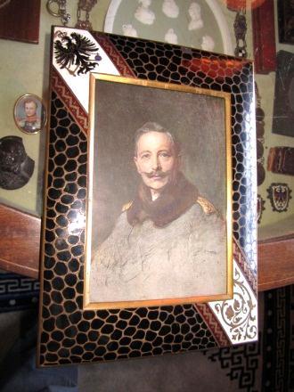 Unknown , German(?), 20th century, Gilt bronze and enamel picture frame with photograph of Kaiser Wihelm II, 20th century
