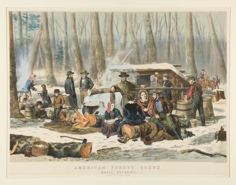 Nathaniel Currier, American Forest Scene, Maple Sugaring, 1855