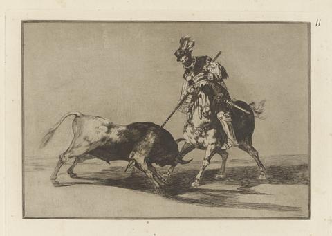 Francisco Goya, El Cid Campeador lanceando otro toro (The Cid Campeador Spearing Another Bull), Plate 11 from La tauromaquia, 1876
