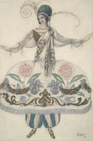 Léon Bakst, Costume Design for Scheherazade, from The Sleeping Princess, produced by Sergei Diaghilev and performed by the Ballet Russes in London, 1921, 1921
