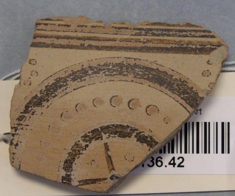 Unknown Greek artist, Mycenaean fragment of bowl with circular design, ca. 1425 B.C.–1100 B.C.