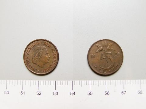 Juliana of the Netherlands, 5 Cents of Juliana of the Netherlands from Utrecht, 1955
