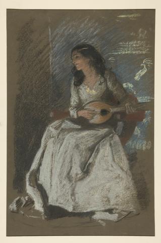 Edwin Austin Abbey, Study of lady playing mandolin, n.d.
