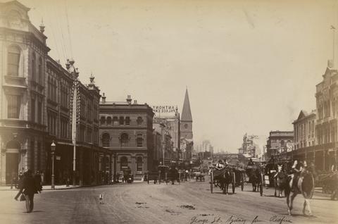 Charles Bayliss, George Street, Sydney, from Redfern, from the album [Sydney, Australia], ca. 1880s
