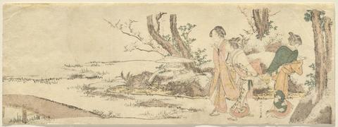 Katsushika Hokusai, Three women by a pond, 1798 (year of the horse)