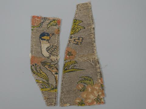 Unknown, Two Textile Fragments with Birds and Flowers, 17th century