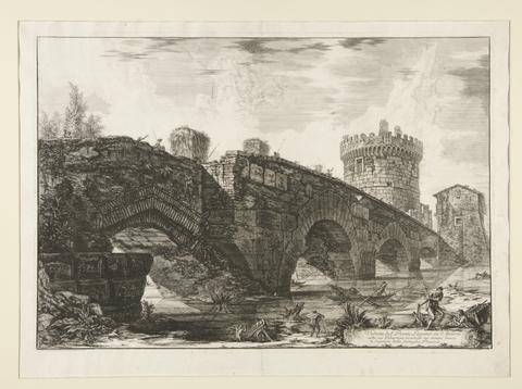 Giovanni Battista Piranesi, Veduta del Ponte Lugano su l'Anione (View of Ponte Lugano on the Anio), from Vedute di Roma, 1763