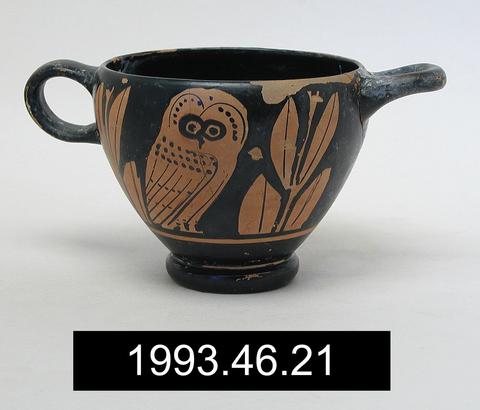 Johnson's Group II, Red-figure Owl Skyphos (glaux), ca. 450 B.C.