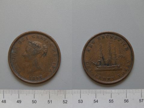 Victoria, Queen of Great Britain, 1 Cent Token from New Brunswick, 1843