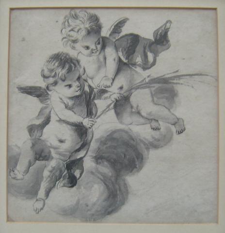 Unknown, Two putti above clouds, 17th century