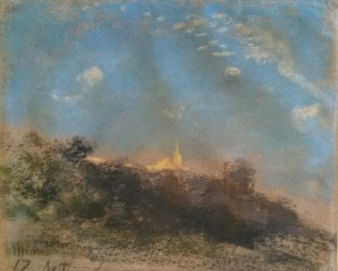Francesco Paolo Michetti, Glistening Church Spire against an Expansive Sky, 1917
