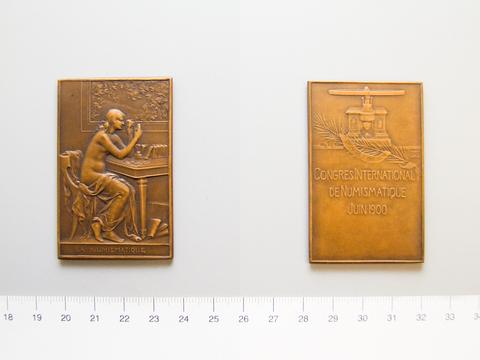 Jean Baptiste Daniel-Dupuis, Bronze Plaquette from France of La Numismatique / International Numismatic Congress, 1900
