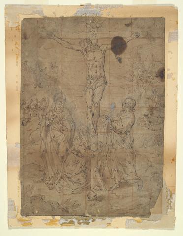 Hendrick de Clerck, Christ on the Cross Between the Virgin and St. John with Scenes of the Passion in the Background, n.d.