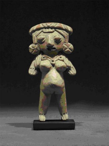 Unknown, Standing pregnant female figurine with engraved headband, 300 B.C.–A.D. 250