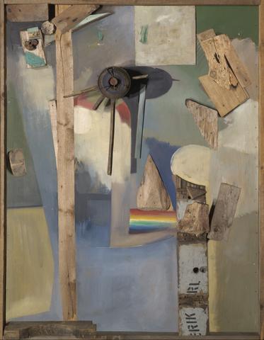 Kurt Schwitters, Merzbild mit Regenbogen (Merz Picture With Rainbow), 1920–39
