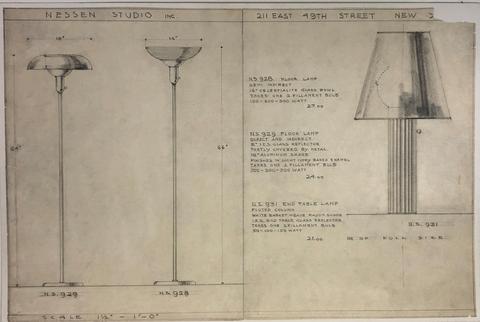 Walter Von Nessen, Design Drawing, ca. 1935