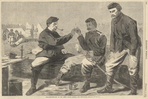 Winslow Homer, Thanksgiving Day in the Army -- After Dinner: The Wish-Bone, from Harper's Weekly, December 3, 1864, 1864