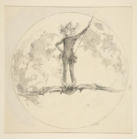 Edwin Austin Abbey, Puck, illustration for Act II, Scene ii, A Midsummer Night's Dream, ca. 1893