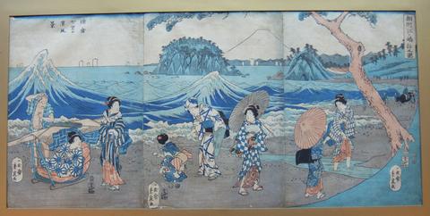 Ichiyusai Shigenobu (Hiroshige II), Scenery of Seven-mile Beach: Visiting the Enoshima in Sagami Region, mid-19th century