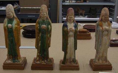 Unknown, Four Attendants in Winter Garb, 7th–8th century