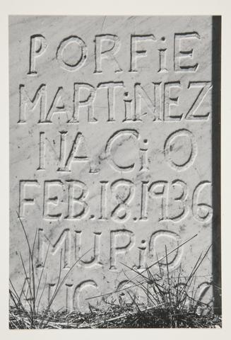Robert Adams, A grave marker of marble, 1964–67