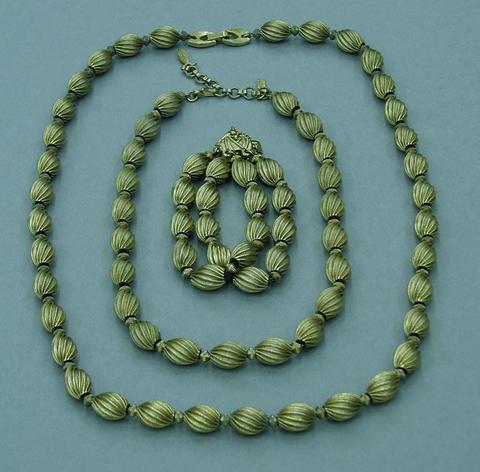 Monet, 3-piece set: Necklace, double-strand bracelet, and choker, ca. 1970