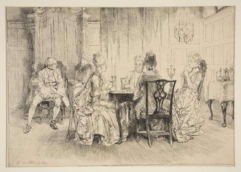 Edwin Austin Abbey, Dining Scene - illustration for Austin Dobson's Ladies of Saint James, 1882