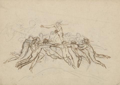 Unknown, Nudes Playing Blind Man's Bluff (recto); A Procession of Demons and a Procession of Gods and Goddesses (verso), ca. late 18th century