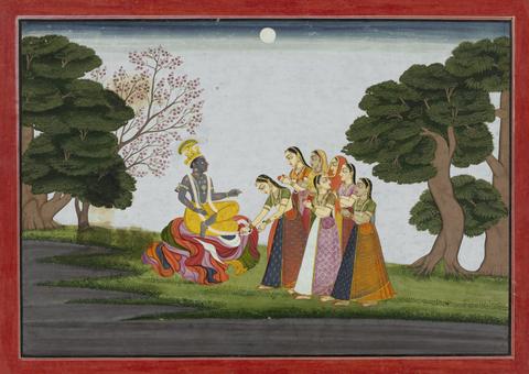 Unknown, Krishna Returns to the Gopis, from a History of the Lord (Bhagavata Purana) manuscript, ca. 1760–65