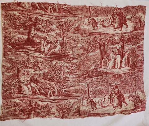 Debais -on left in "Printemps" scene, Length of printed cotton, "The Four Seasons", ca. 1830