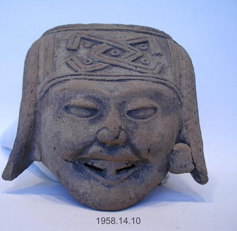 Unknown, Smiling face with geometrically ornamented headdress, A.D. 600–900