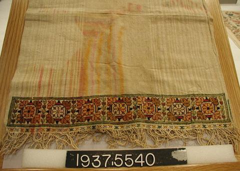 Unknown, Towel of plain cloth with embroidered ends., 19th century