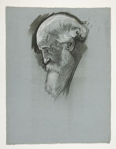 Edwin Austin Abbey, Study of the head of an old bearded man, for King Arthur's Round Table, from The Quest of the Holy Grail (a series of 15 paintings for the Boston Public Library, completed in 1901), n.d.