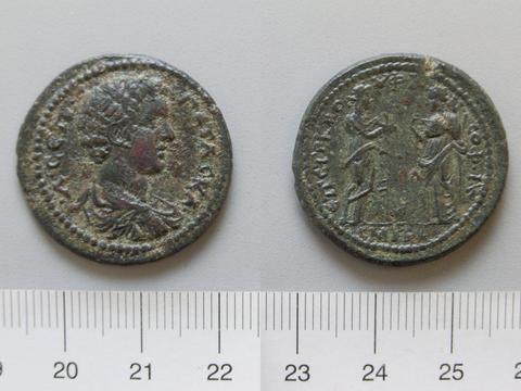 Geta Lucius Septimius, Emperor of Rome, Coin of Geta Lucius Septimius, Emperor of Rome from Smyrna, 209–12