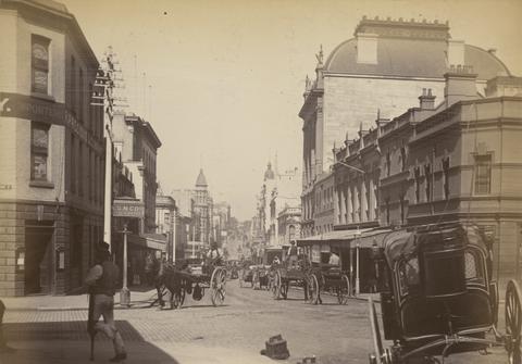 Charles Bayliss, King Street from York Street, Sydney, from the album [Sydney, Australia], ca. 1880s
