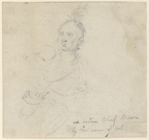 John Trumbull, Captain Joseph Lewis of Louis, of the Oneida Indians, study for the "Attack on Quebec", no. 6 in key, ca. 1785–86