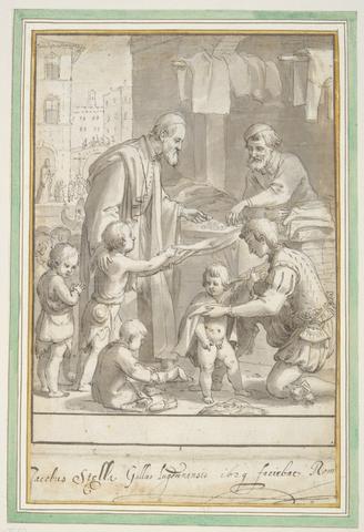 Jacques Stella, Saint Philip buying clothes for children, 1629