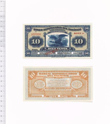 Banco Hipotecario del Pacifico, 10 Pesos of Banco Hipotecario del Pacifico from Colombia, 1921