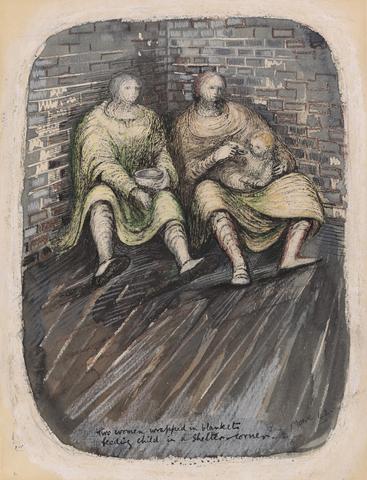 Henry Moore, Two Women Wrapped in Blankets, 1942