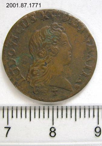 Louis XV, King of France, 1 Liard of Louis XV, King of France from Reims, 1721