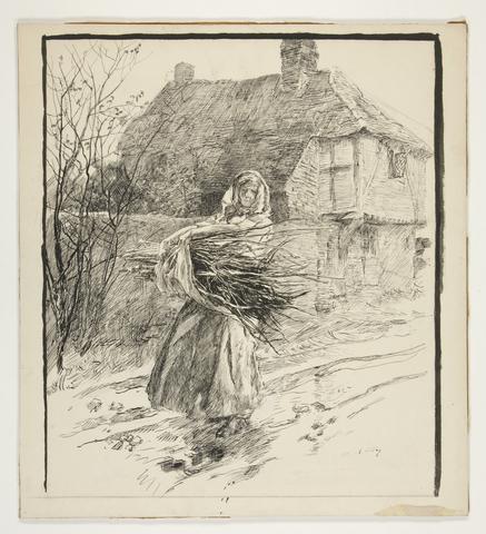 Edwin Austin Abbey, "The sad historian of the pensive plain," illustration for Oliver Goldsmith's The Deserted Village (London and New York: 1902), p. 43, ca. 1890s