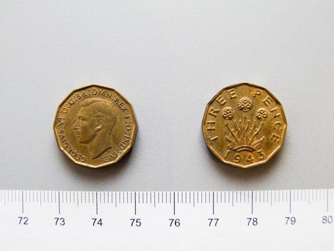 George VI, King of Great Britain, Threepence from Unknown with George VI, King of Great Britain, 1943