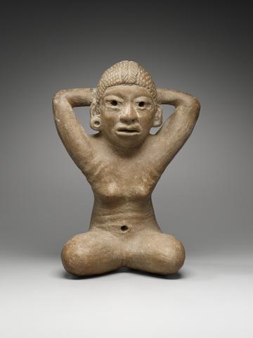 Unknown, Kneeling figure with hands behind head, 450–150 B.C.