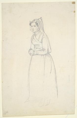 Paul Gavarni, Woman in Peasant Costume (recto and verso), ca. 1840