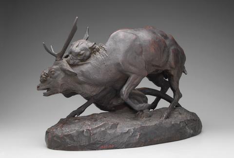 Antoine-Louis Barye, Panther Seizing a Stag, Model 1836