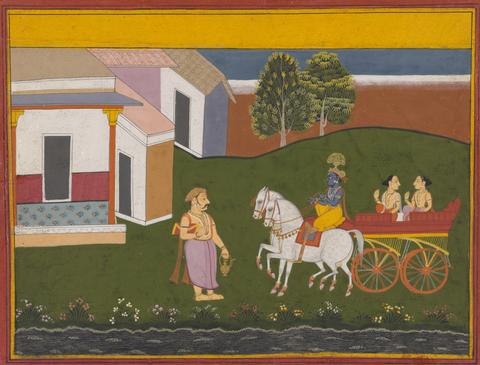 Unknown, Krishna Returns His Child to His Guru, from a History of the Lord (Bhagavata Purana) manuscript, 18th century