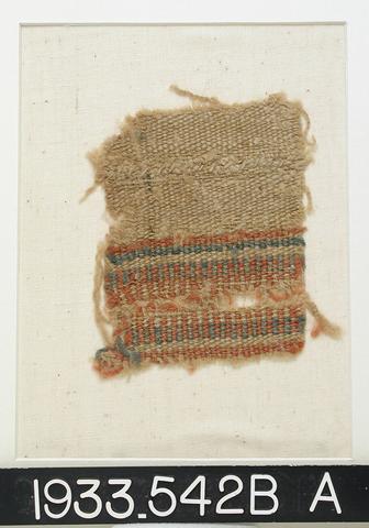 Unknown, Wool Fragment with Red and Blue Bands, ca. A.D. 200–256