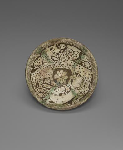 Unknown, Bowl with Two Leopards and a Deer, 12th–13th century